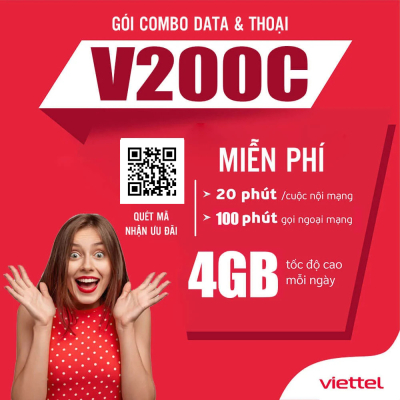 V200C Viettel - Gói CÆ°á»c 4GB / Ngày + Gá»i Ná»i, Ngoáº¡i Máº¡ng Tháº£ Ga