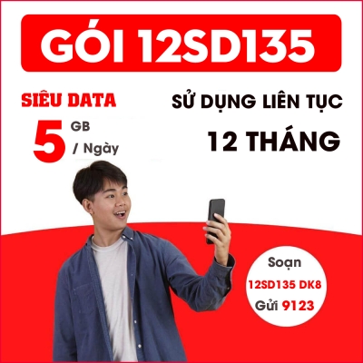 12SD135 - Gói CÆ°á»c Viettel 5 GB DATA / Ngày Sá»­ Dá»¥ng 1 NÄm