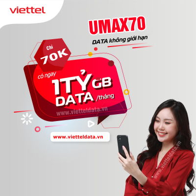 UMAX70 - ÄÄng Ký Gói Data KHÔNG GIá»I Háº N Chá» 70K