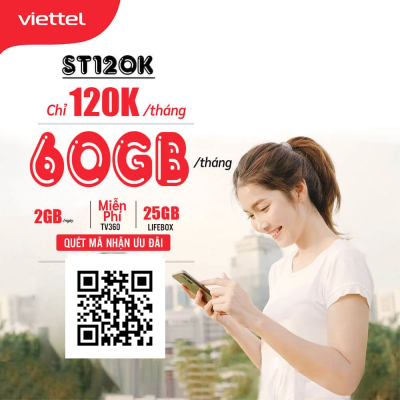 ST120K Viettel - ÄÄng Ký Gói CÆ°á»c 60GB DATA (2GB/Ngày) Chá» 120K