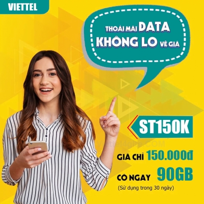 ST150K - Gói CÆ°á»c Viettel Có 90 GB Data Chá» Vá»i 150K / Tháng