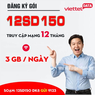 12SD150 Viettel - Gói CÆ°á»c Có 3 GB DATA / Ngày Chu Ká»³ 12 Tháng