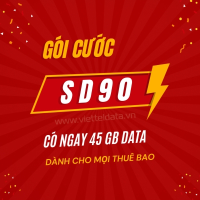 SD90 Viettel - ÄÄng Ký Gói CÆ°á»c 45 GB DATA Chá» 90K 1 Tháng