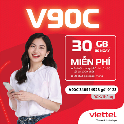 V90C - Gói CÆ°á»c Có 30GB Data, Free Data TikTok + Gá»i Thoáº¡i Tháº£ Ga