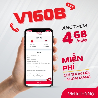 V160B Viettel - ÄÄng Ký Gói CÆ°á»c 4GB/Ngày + 1 Tá»· Phút Gá»i