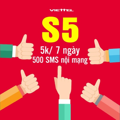 S5 Viettel - ÄÄng ký gói cÆ°á»c SMS có 500 tin nháº¯n 7 ngày chá» vá»i 5K