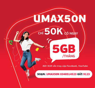 UMAX50N Viettel - Gói CÆ°á»c KHÔNG GIá»I Háº N DATAãTháng 1/2024ã